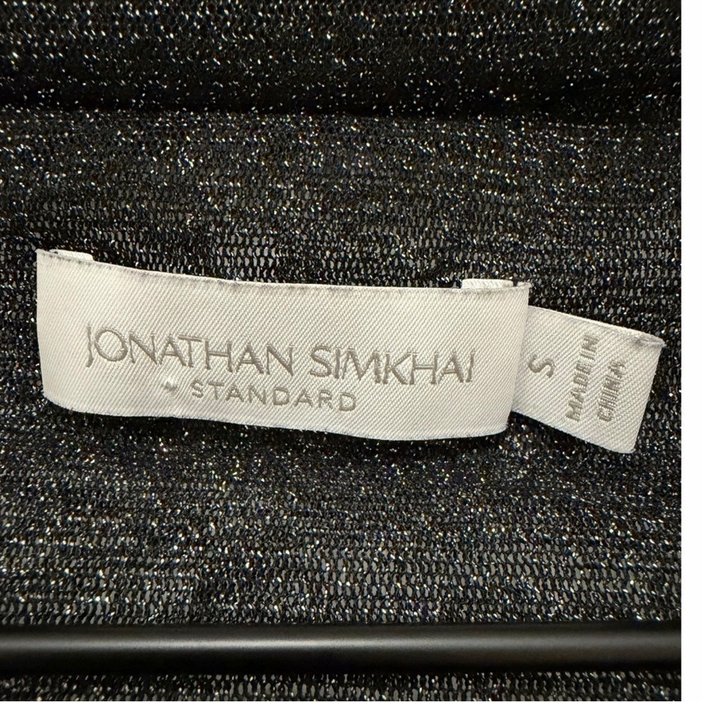 Jonathan Simkhai Standard Metallic Ruched Knit Top Off Shoulder Black | Size S - Picture 5 of 10